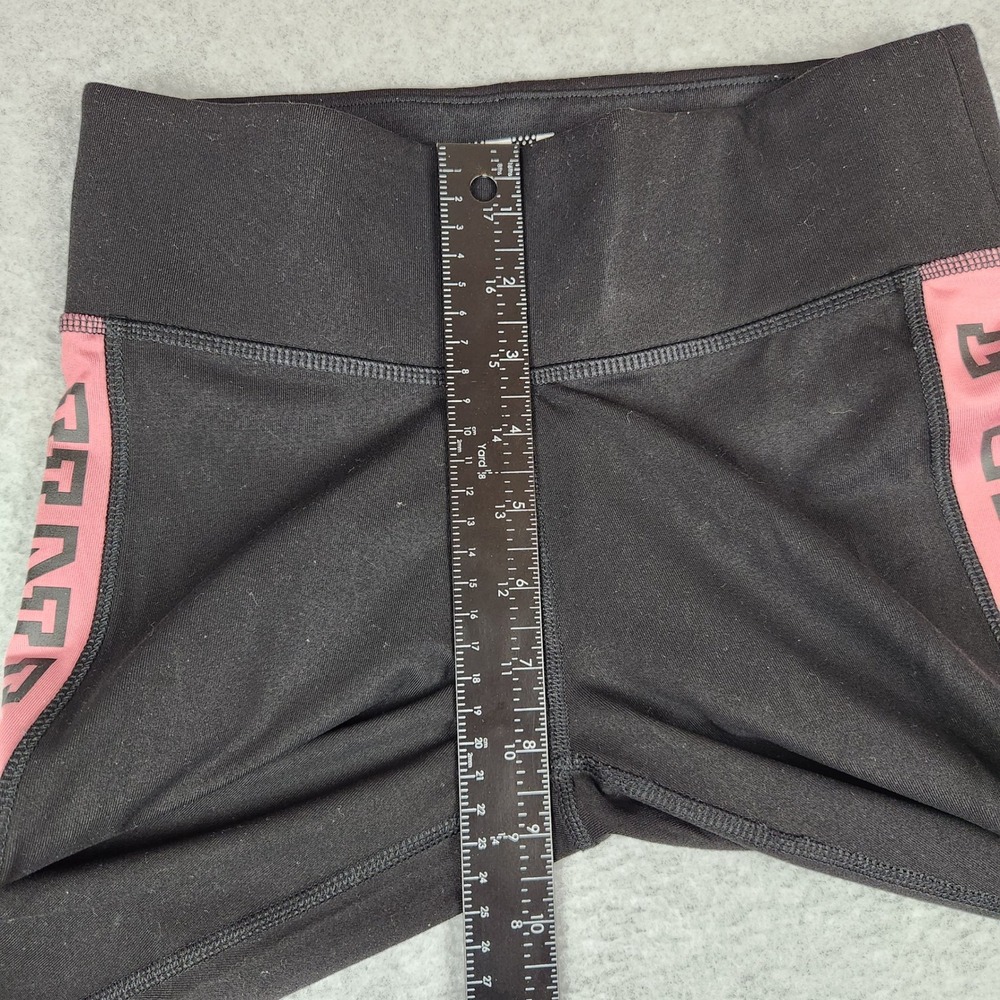 PINK Victoria's Secret Ultimate Leggings XS Black Pink Logo Side Stripe Mesh - Picture 5 of 7